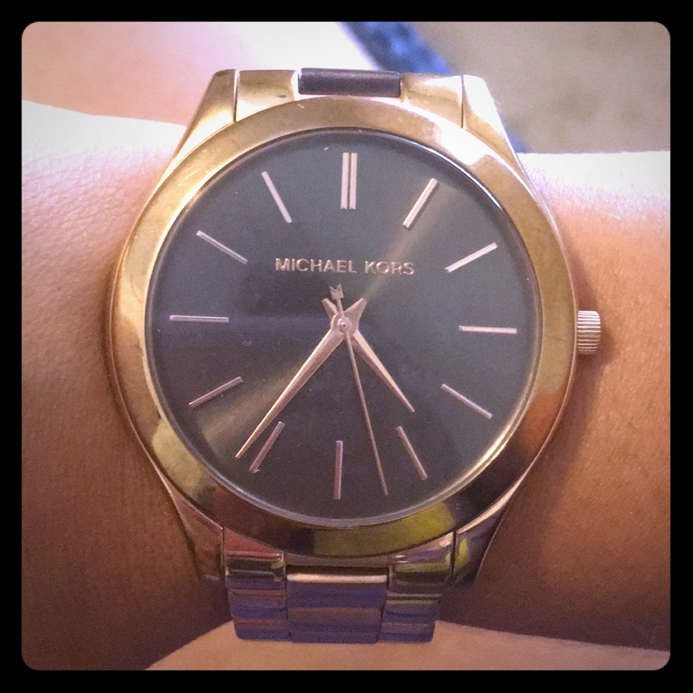 2 watches- Rose Gold/Black & Gold Michael Kors